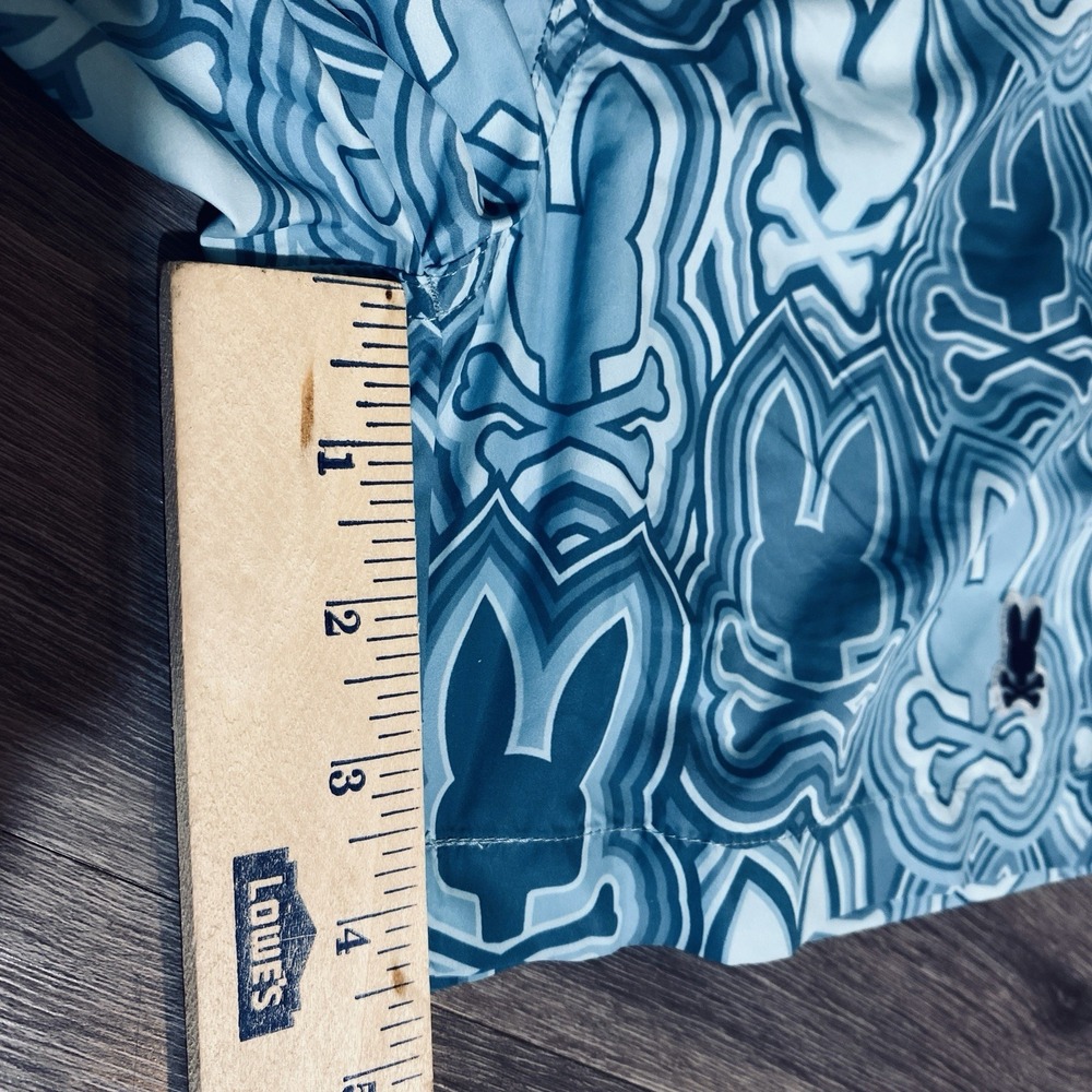 Psycho Bunny Swim Trunks Youth Large 14-16 Blue Bunny Skull Print Shorts - Picture 5 of 8